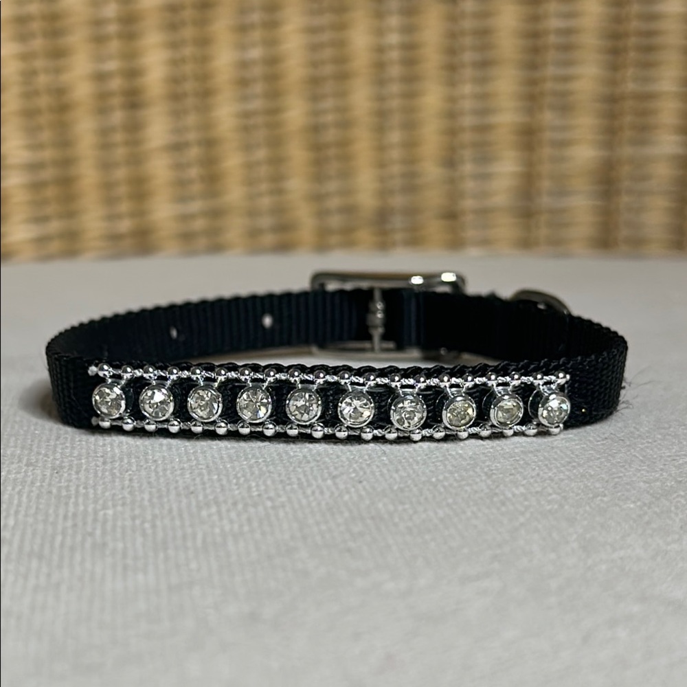 Elegant Black Crystal Small Dog Or Cat Collar